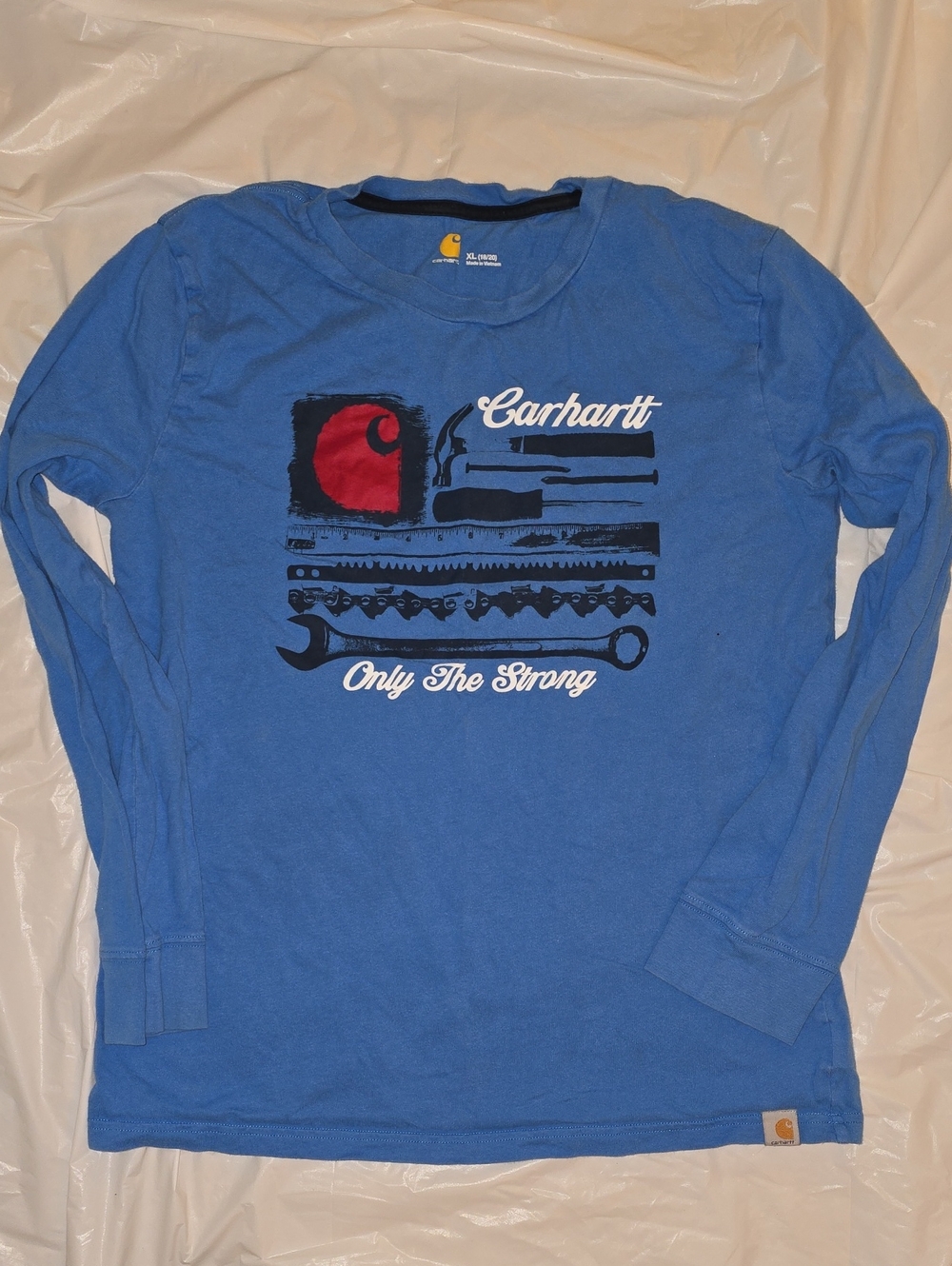 Carhartt Boys Blue Long-Sleeve Graphic Tee with Only The Strong XL